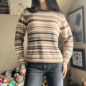 Y2K vintage brown striped knit sweater
